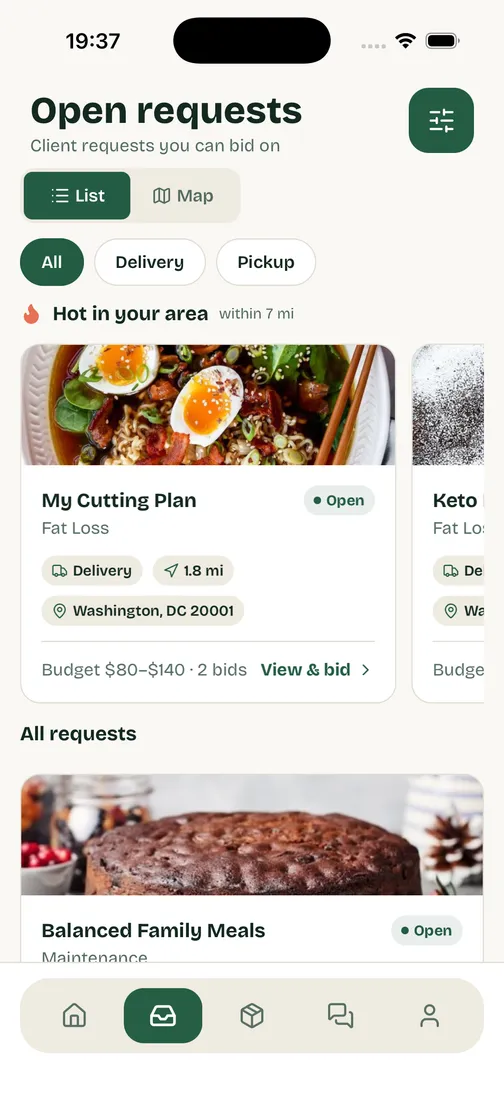 Macro Exchange — open requests for kitchens