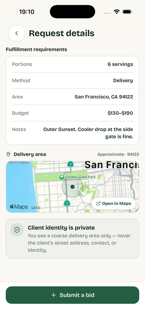 Macro Exchange — request details and bid